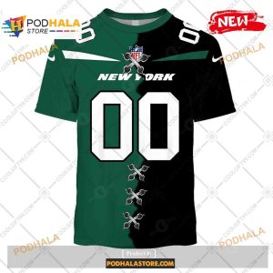 Custom New York Jets Mix Jersey Special Design NFL Hoodie 3D 2