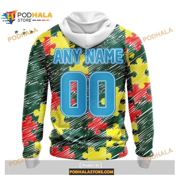 Custom New York Jets Special Autism Puzzle Game Stripes Design NFL Hoodie 3D