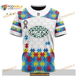 Custom New York Jets Special Autism Puzzle Game White NFL Hoodie 3D 3