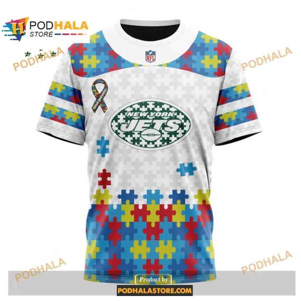 Custom New York Jets Special Autism Puzzle Game White NFL Hoodie 3D