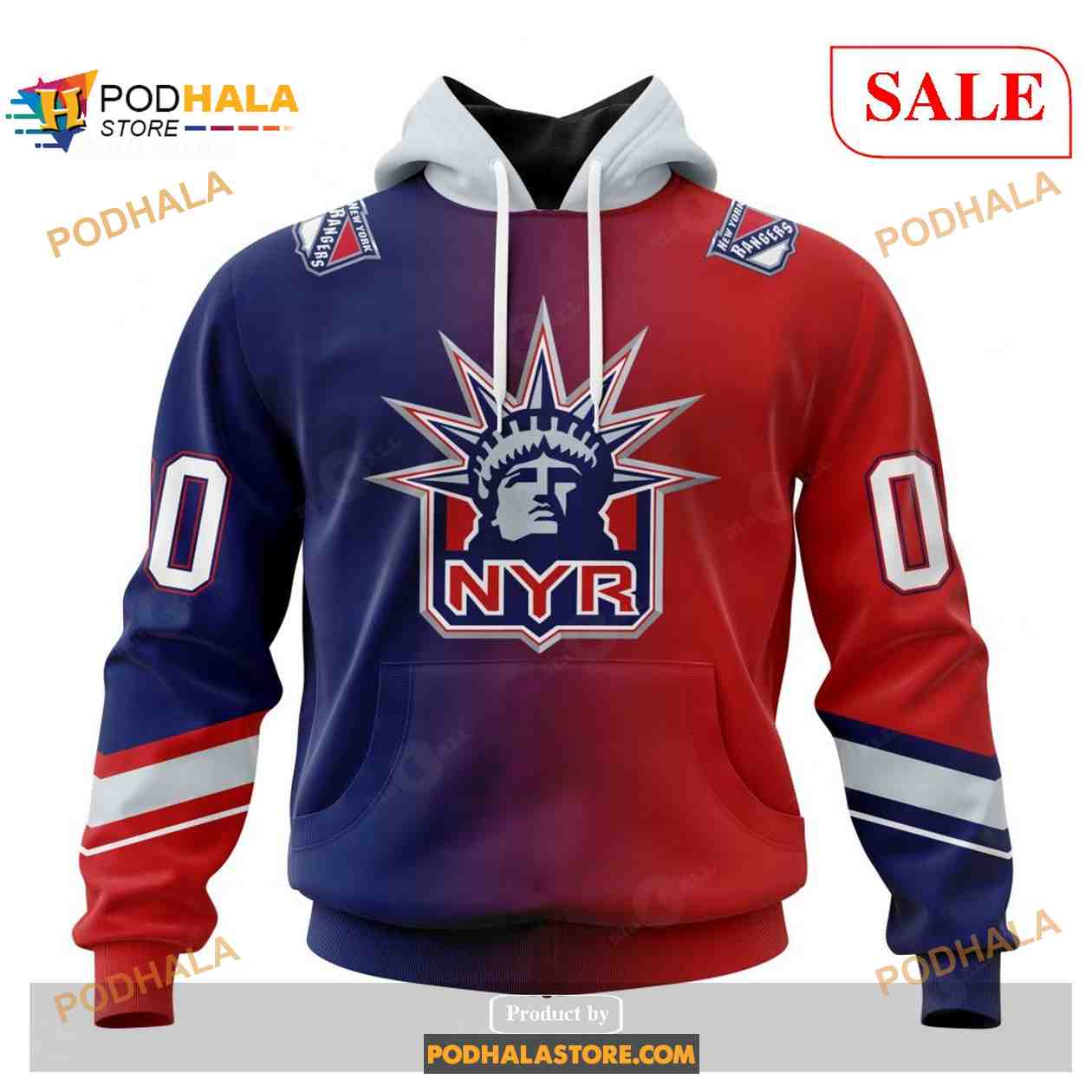 Custom New York Rangers Retro Gradient Design NHL Shirt Hoodie 3D