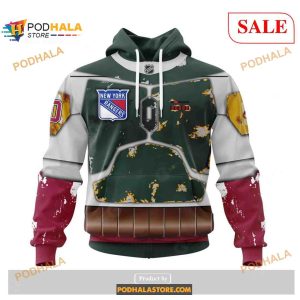 Custom New York Rangers X Boba Fett's Armorized Design For Star Wars NHL Shirt Hoodie 3D