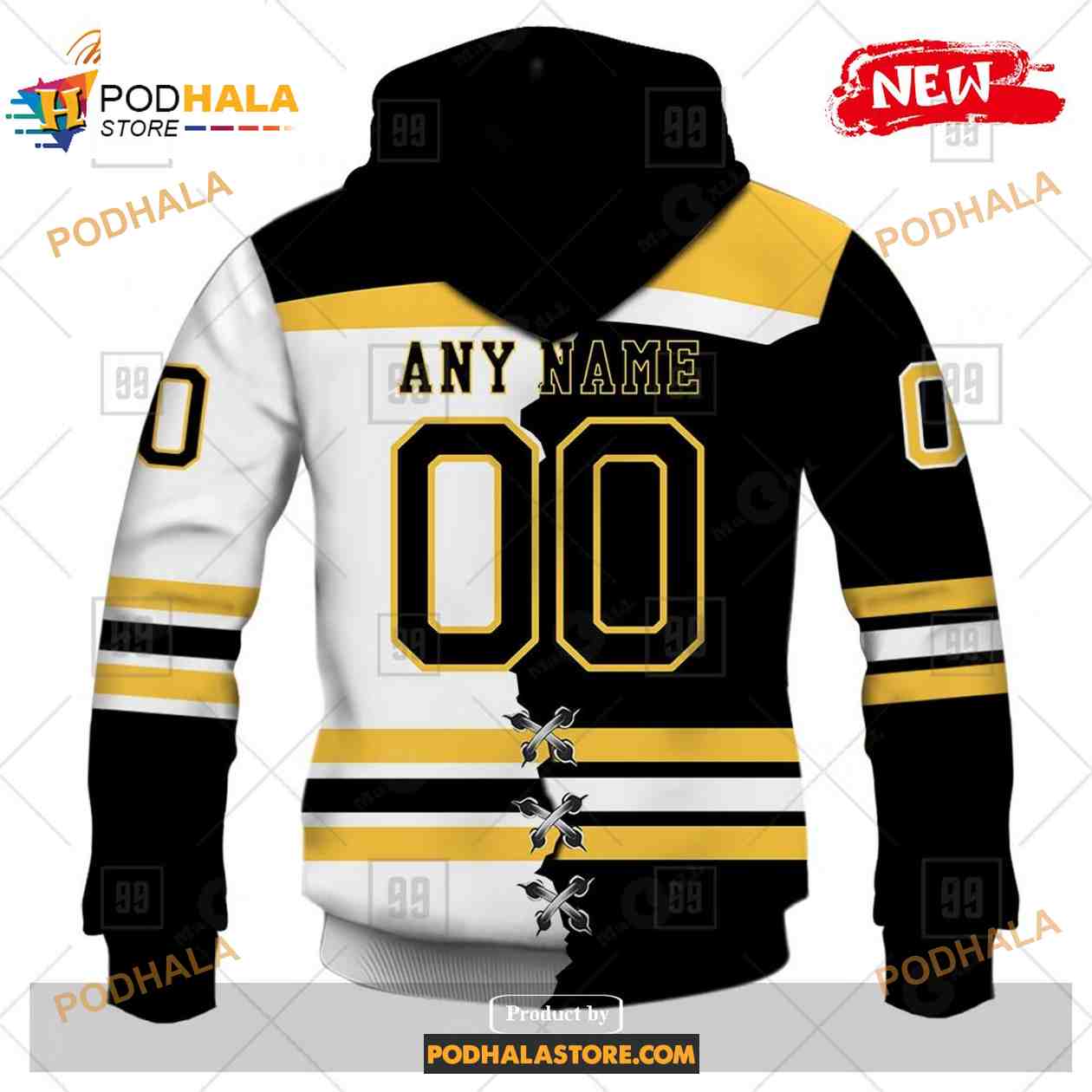 Custom Boston Bruins Jersey Name And Number Third Black - Tee