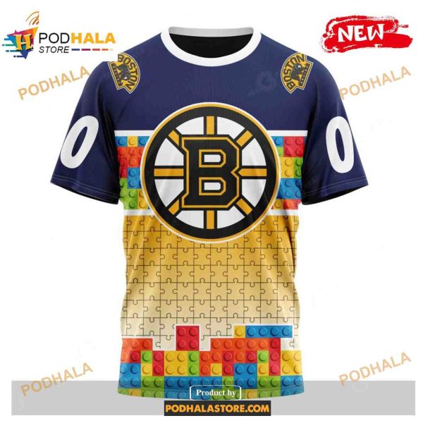 Custom NHL Boston Bruins Puzzle Game Gradients Full Color Shirt Hoodie 3D