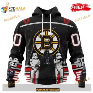Custom Nhl Boston Bruins Star Wars Black Design Shirt Hoodie 3d 1