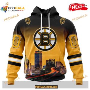 Custom Nhl Boston Bruins With Cityscape Shirt Hoodie 3d 1