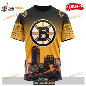 Custom Nhl Boston Bruins With Cityscape Shirt Hoodie 3d 3