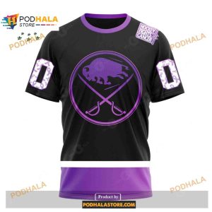 Custom Nhl Buffalo Sabres Black Hockey Fights Cancer Shirt Hoodie 3d 3