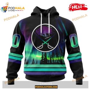 Custom Nhl Buffalo Sabres With Northern Lights Shirt Hoodie 3d 1