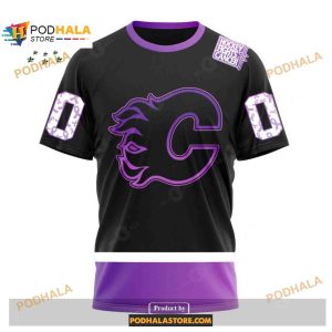 Custom Nhl Calgary Flames Black Hockey Fights Cancer Shirt Hoodie 3d 4