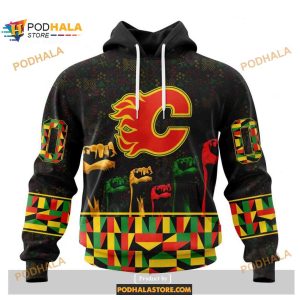 Custom Nhl Calgary Flames Celebrate Black History Month Shirt Hoodie 3d 4