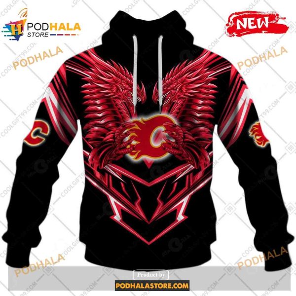 Custom NHL Calgary Flames Dragon Design Shirt Hoodie 3D