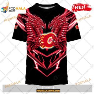 Custom Nhl Calgary Flames Dragon Design Shirt Hoodie 3d 3