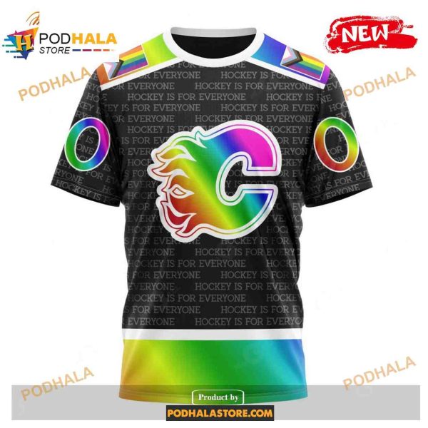 Custom NHL Calgary Flames Pride Gradient Color Design Hockey Shirt Hoodie 3D