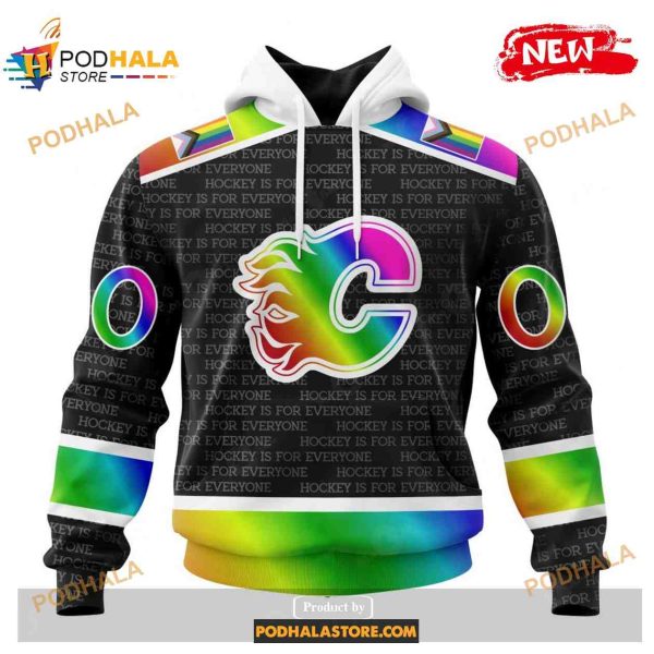 Custom NHL Calgary Flames Pride Gradient Color Design Hockey Shirt Hoodie 3D