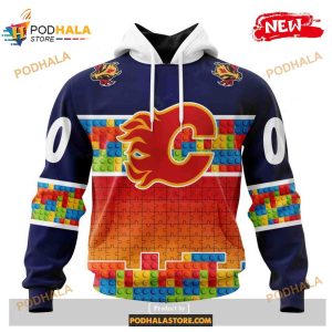 Custom Nhl Calgary Flames Puzzle Game Gradients Full Color Shirt Hoodie 3d 2