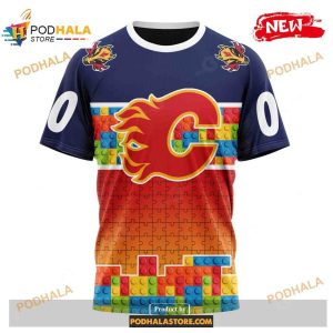 Custom Nhl Calgary Flames Puzzle Game Gradients Full Color Shirt Hoodie 3d 4
