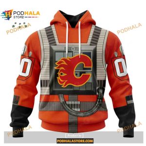 Custom Nhl Calgary Flames Star Wars Rebel Pilot Design Shirt Hoodie 3d 2