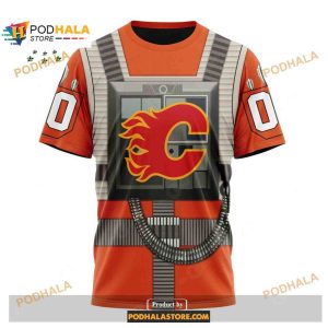 Custom Nhl Calgary Flames Star Wars Rebel Pilot Design Shirt Hoodie 3d 4