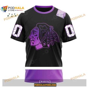 Custom Nhl Chicago Blackhawks Black Hockey Fights Cancer Shirt Hoodie 3d 3