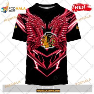 Custom Nhl Chicago Blackhawks Dragon Design Shirt Hoodie 3d 2