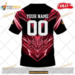 Custom Nhl Chicago Blackhawks Dragon Design Shirt Hoodie 3d 4