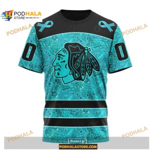 Custom Nhl Chicago Blackhawks Fight Ovarian Cancer Shirt Hoodie 3d 3