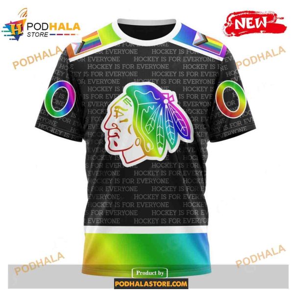 Custom NHL Chicago Blackhawks Pride Gradient Color Design Hockey Shirt Hoodie 3D