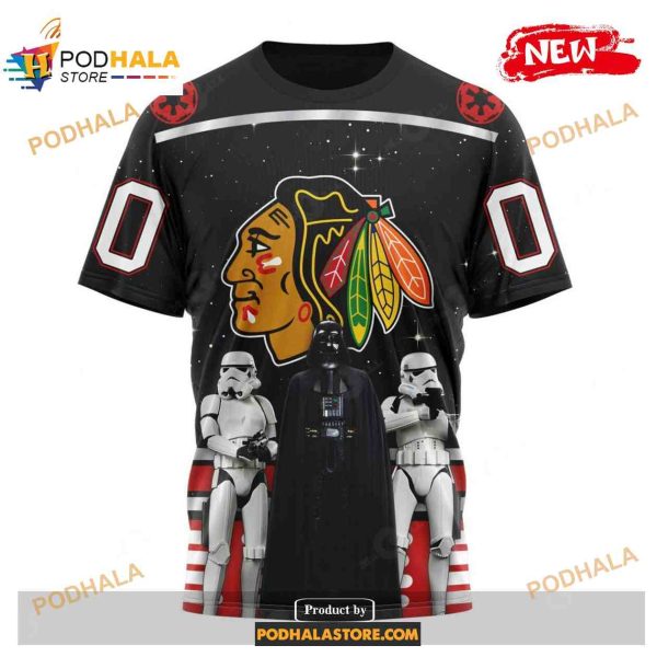 Custom NHL Chicago Blackhawks Star Wars Black Design Shirt Hoodie 3D