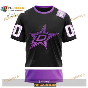 Custom Nhl Dallas Stars Black Hockey Fights Cancer Shirt Hoodie 3d 3