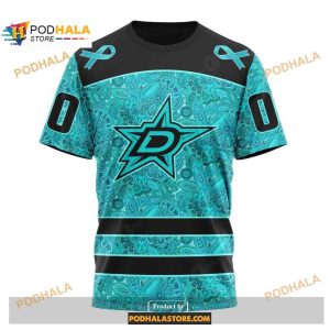 Custom Nhl Dallas Stars Fight Ovarian Cancer Shirt Hoodie 3d 3