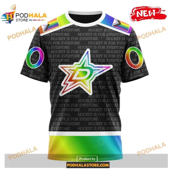 Custom NHL Dallas Stars Pride Gradient Color Design Hockey Shirt Hoodie 3D