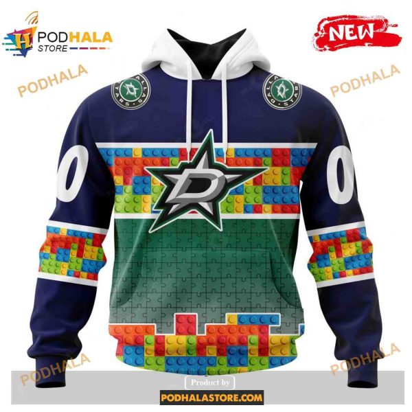 Custom NHL Dallas Stars Puzzle Game Gradients Full Color Shirt Hoodie 3D