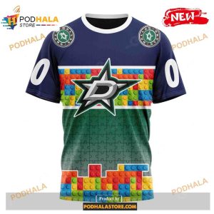 Custom Nhl Dallas Stars Puzzle Game Gradients Full Color Shirt Hoodie 3d 3