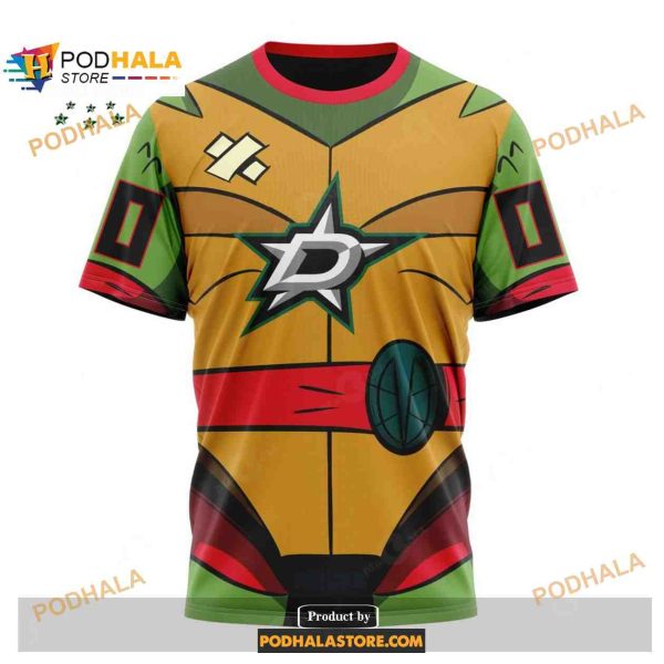 Custom NHL Dallas Stars Teenage Mutant Ninja Turtles Design Shirt Hoodie 3D