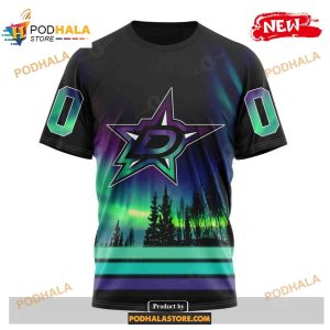 Custom Nhl Dallas Stars With Northern Lights Shirt Hoodie 3d 3