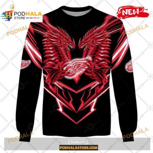 Custom Nhl Detroit Red Wings Dragon Design Shirt Hoodie 3d 2