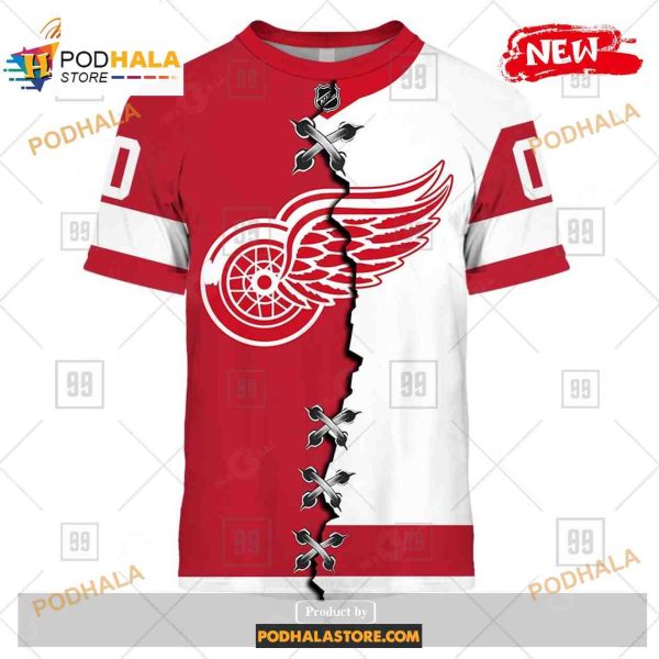 Custom NHL Detroit Red Wings Mix Color Jersey 2023 Shirt Hoodie 3D