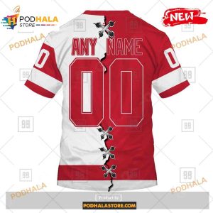 Custom Nhl Detroit Red Wings Mix Color Jersey 2023 Shirt Hoodie 3d 4
