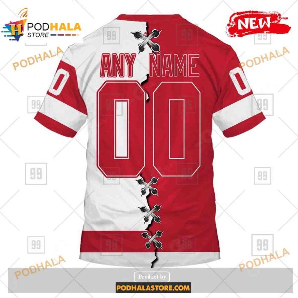 Custom NHL Detroit Red Wings Mix Color Jersey 2023 Shirt Hoodie 3D