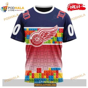 Custom Nhl Detroit Red Wings Puzzle Game Gradients Full Color Shirt Hoodie 3d 3