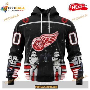 Custom Nhl Detroit Red Wings Star Wars Black Design Shirt Hoodie 3d 1