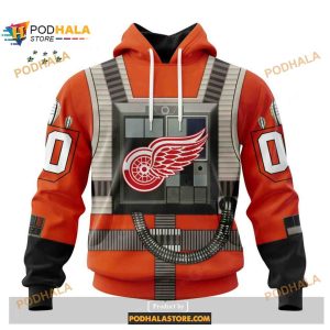 Custom Nhl Detroit Red Wings Star Wars Rebel Pilot Design Shirt Hoodie 3d 1