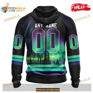 Custom Nhl Detroit Red Wings With Northern Lights Shirt Hoodie 3d 2