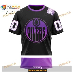 Custom Nhl Edmonton Oilers Black Hockey Fights Cancer Shirt Hoodie 3d 3