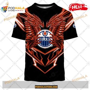 Custom Nhl Edmonton Oilers Dragon Design Shirt Hoodie 3d 2