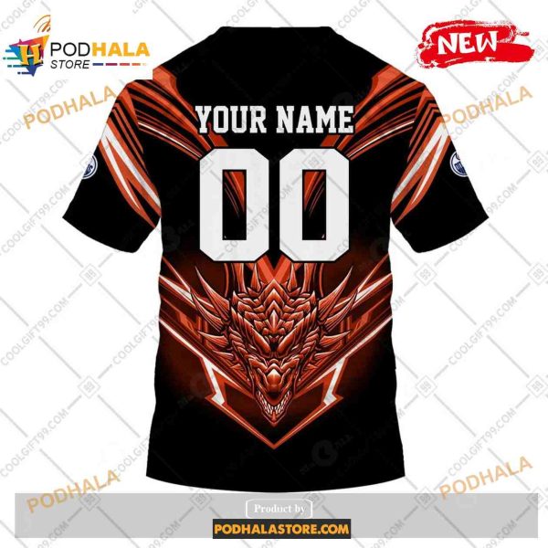 Custom NHL Edmonton Oilers Dragon Design Shirt Hoodie 3D