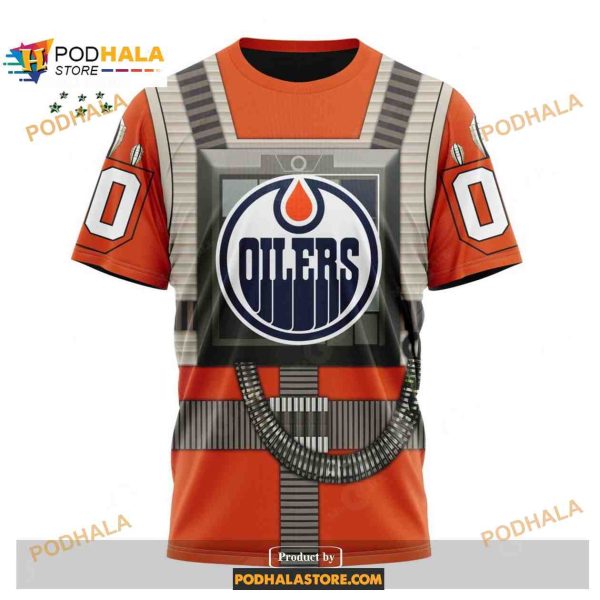 Custom NHL Edmonton Oilers Star Wars Rebel Pilot Design Shirt Hoodie 3D