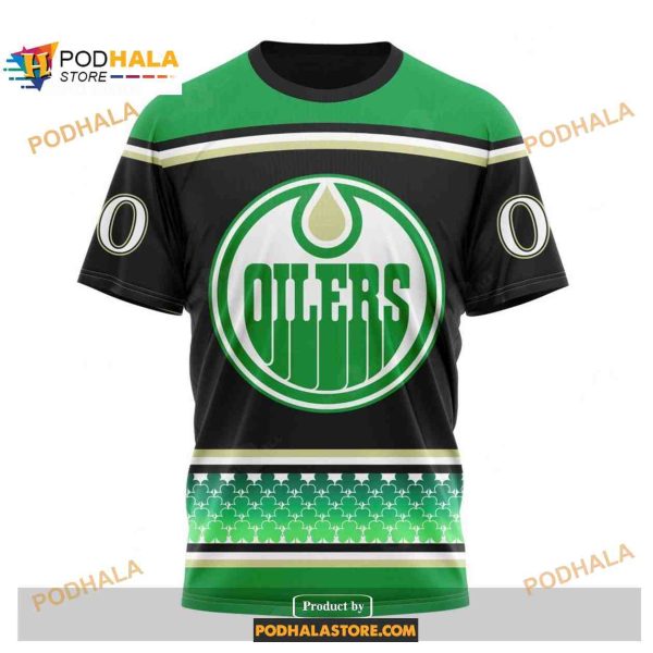 Custom NHL Edmonton Oilers Unisex Kits Hockey Patricks Day Shirt Hoodie 3D