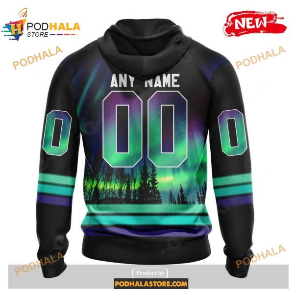 Custom NHL Edmonton Oilers With Northern Lights Shirt Hoodie 3D